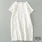 【初色】休閒文藝寬鬆A字洋裝-白色-61090(M-2XL可選) M 白色