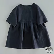 【初色】森系甜美娃娃衫亞麻風上衣-共3色-61032(M-2XL可選) 2XL 黑色