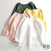 【初色】日系亞麻風娃娃款上衣-共4色-61031(M-2XL可選) L 白色