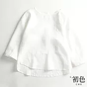 【初色】休閒百搭棉麻風襯衫上衣-共6款-61030(M-2XL可選) XL D.白色