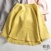 【初色】休閒百搭棉麻風襯衫上衣-共6款-61030(M-2XL可選) XL D.黃色