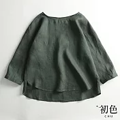 【初色】休閒百搭棉麻風襯衫上衣-共6款-61030(M-2XL可選) XL D.綠色