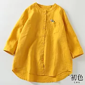 【初色】休閒百搭棉麻風襯衫上衣-共6款-61030(M-2XL可選) XL F.黃色
