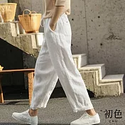 【初色】夏季休閒寬鬆燈籠褲-共2色-61002(M-2XL可選) L 白色