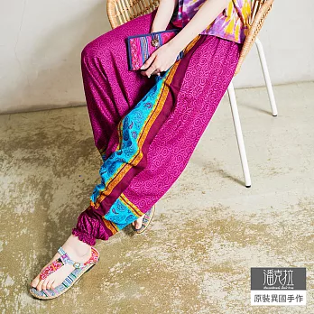 【潘克拉】連身半身撞色泰國印花飛鼠褲 TM1221　 FREE 紫色