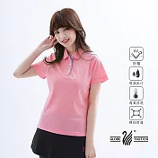 【遊遍天下】女款格紋抗UV防曬涼感吸濕排汗機能POLO衫(GS1016) M 粉紅