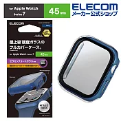 ELECOM Apple Watch7 45mm 陶瓷塗層玻璃保護殼- 藍