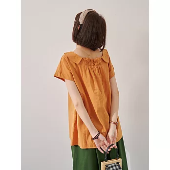 【慢。生活】翻領造型薄款無袖上衣 1786　 FREE 黃橙色