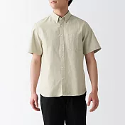 【MUJI 無印良品】男有機棉水洗牛津布扣領短袖襯衫 XL 淡綠