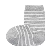 【MUJI 無印良品】兒童棉混腳跟特殊編織橫紋直角襪19~23cm 銀灰橫紋