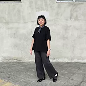 【MUJI 無印良品】女有機棉柔滑寬版T恤 XS-S 黑色