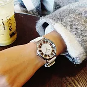 Watch-123 雙面透明鏤空復古羅馬時標手錶 _白色