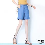 【初色】薄款清涼牛仔短褲-共2色-62013(M-2XL可選) 2XL 藍色