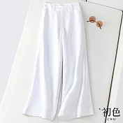 【初色】高腰棉麻風寬褲-共5色-62087(M-2XL可選) M 白色