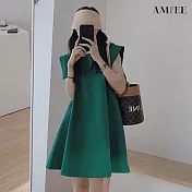 【AMIEE】率性純色設計感長版上衣洋裝(KDD-122B) L 綠色
