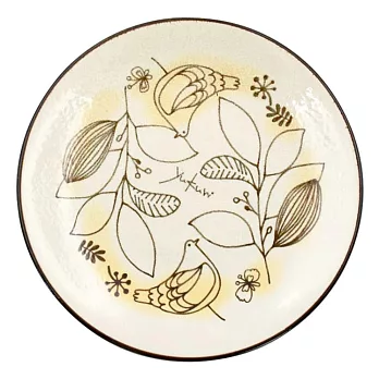 【和藍】Suomi芬蘭秘境陶瓷餐盤20cm ‧ 飛鳥與草(黃)
