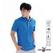 【遊遍天下】男款格紋抗UV防曬涼感吸排機能POLO衫(GS1011) 5XL 藍色