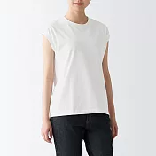 【MUJI 無印良品】女有機棉天竺無袖T恤 M 白色
