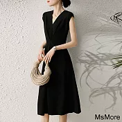 【MsMore】驚豔氣質絲感好身材時尚洋裝#112866 M 黑色