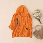 【ACheter】連帽子母印花寬鬆棉T上衣#112929 L 橘色