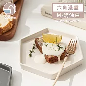 【韓國SSUEIM】Mariebel系列莫蘭迪陶瓷六角淺盤M(奶油白)