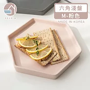【韓國SSUEIM】Mariebel系列莫蘭迪陶瓷六角淺盤M(粉色)