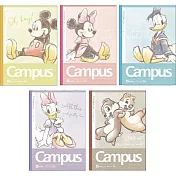 KOKUYO Campus 授權限定點線筆記本(5冊裝)迪士尼- 粉彩插畫風A罫