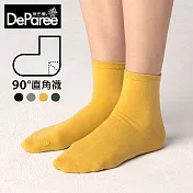 蒂巴蕾 Socks 素色直角襪 4雙組 (黑色+灰色+深墨綠色+葉黃色)