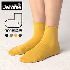蒂巴蕾 Socks 素色直角襪 4雙組 (黑色+灰色+深墨綠色+葉黃色)