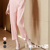 【Lockers 木櫃】夏季涼感摺皺煙管褲 L111061313 FREE 藕粉色