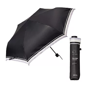 【Water Front】抗UV超防水耐風遮光折傘 ‧ 細條紋邊(黑)