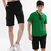 【遊遍天下】男款彈性抗UV休閒短褲(GP10005)贈腰帶 L 黑色