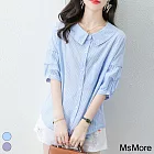 【MsMore】 甜美小資女清新襯衫上衣# 112981 M 藍色