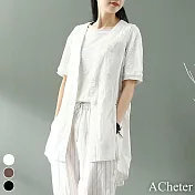 【ACheter】 簡約文藝寬鬆棉麻時搭長背心外套# 113066 M 白色