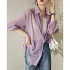 【MsMore】 性感唯美透視空調長罩衫# 112998 M 紫色