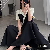 【Jilli~ko】圍裹式復古赫本風高級感氣質連衣裙 J9114  FREE 黑色