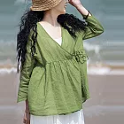 【ACheter】 翠綠海頌薄紗防曬棉麻外罩# 113092 M 綠色