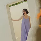 Queen Shop【01086018】立體泡泡格紋配色細肩洋裝  F 紫