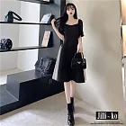 【Jilli~ko】夏季新款甜美法式赫本風方領連衣裙 J9151  FREE 黑色