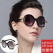 Seoul Show首爾秀 黑金豹頭圓框太陽眼鏡UV400墨鏡 1518
