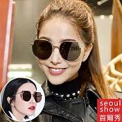 seoul show首爾秀 韓版男女不規則貓眼太陽眼鏡UV400墨鏡 3563  銀框黑灰片