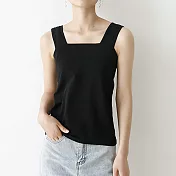 【ACheter】 日系外銷精品精梳棉背心上衣# 113183 M 黑色