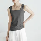 【ACheter】 日系外銷精品精梳棉背心上衣# 113183 M 深灰色