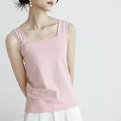 【ACheter】 日系外銷精品精梳棉背心上衣# 113183 L 粉紅色