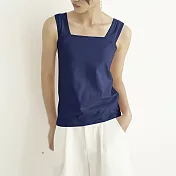 【ACheter】 日系外銷精品精梳棉背心上衣# 113183 M 深藍色