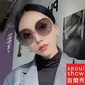 seoul show首爾秀 鑽石切邊無框花型太陽眼鏡UV400墨鏡 90104  紫灰片