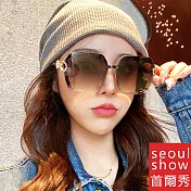 seoul show首爾秀 ins潮流內框金屬腿太陽眼鏡UV400墨鏡 6063 透明茶