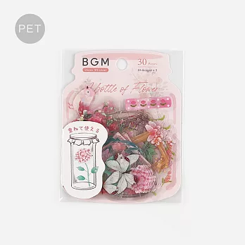 【BGM】散裝PET貼紙包 ‧ 盛開的瓶中花- 粉桃色