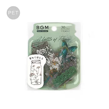 【BGM】散裝PET貼紙包 ‧ 盛開的瓶中花- 深綠色