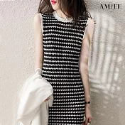 【AMIEE】小香風氣質顯瘦無袖連身洋裝(KDD-9308) F 圖片色